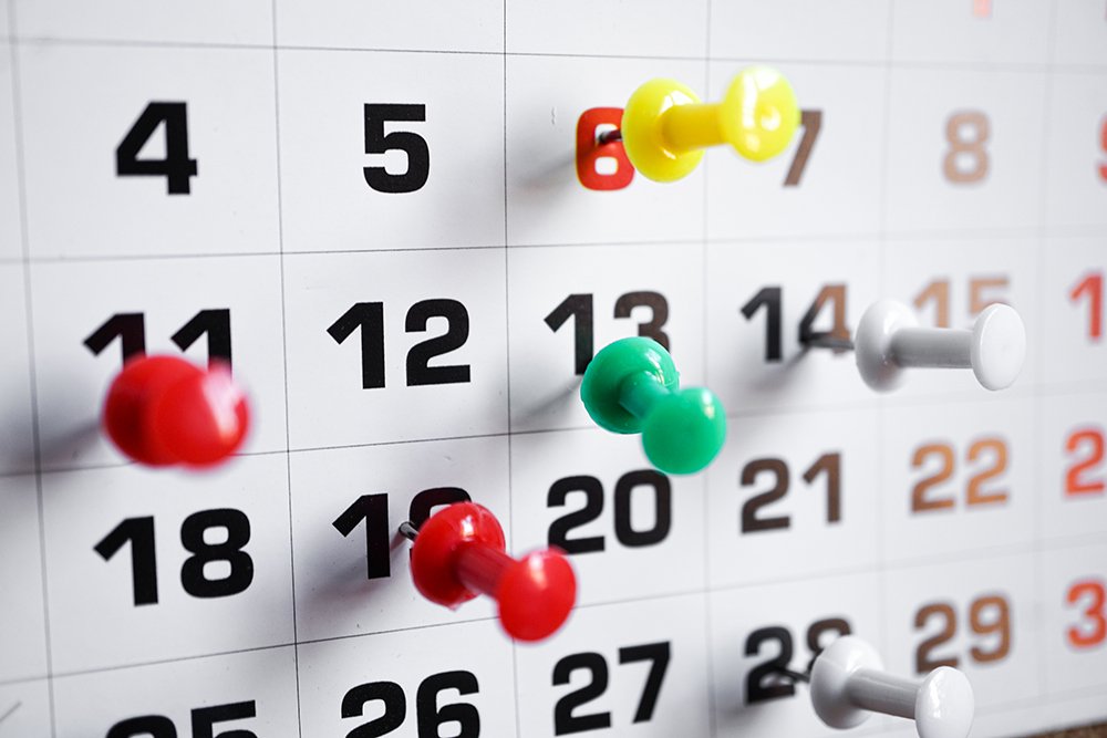 How many days are in each month of the year